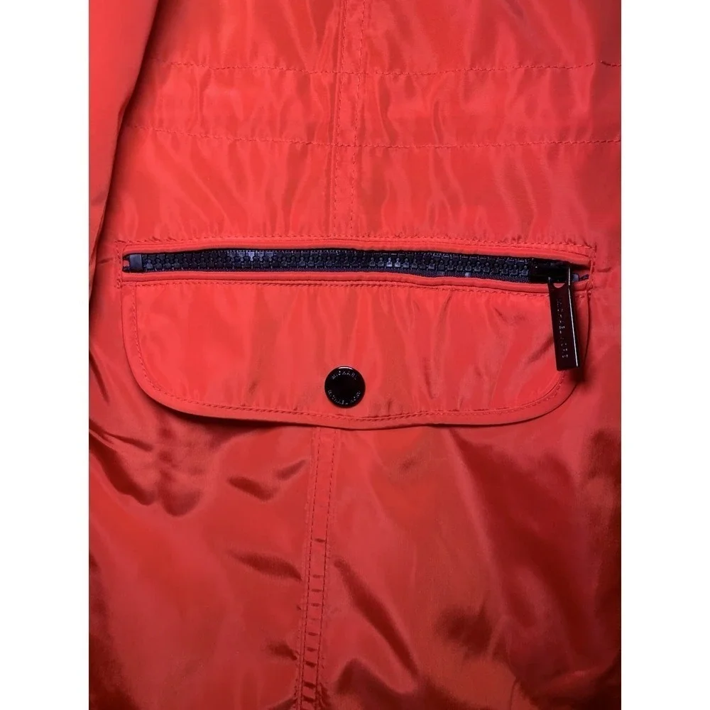 Michael Kors Red Utility Jacket Size XL Zip Pockets Zip-up Quilted Inside
